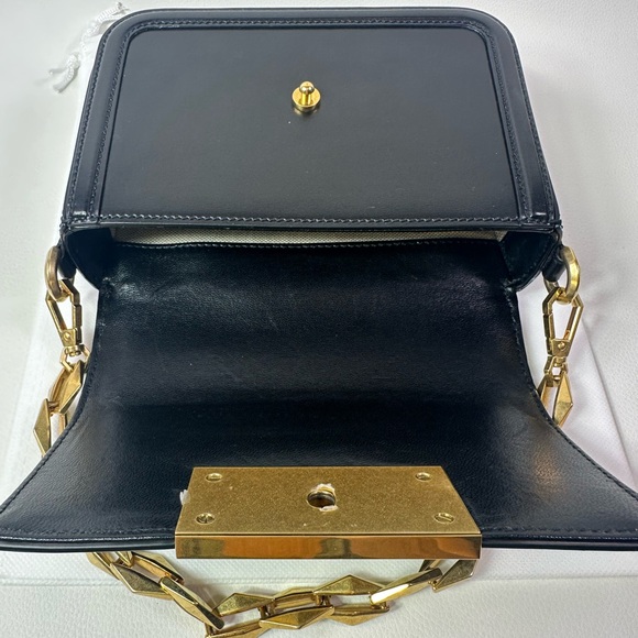 NEW JIMMY CHOO DIAMOND CROSSBODY BLACK LEATHER METAL NWT! - Picture 9 of 12